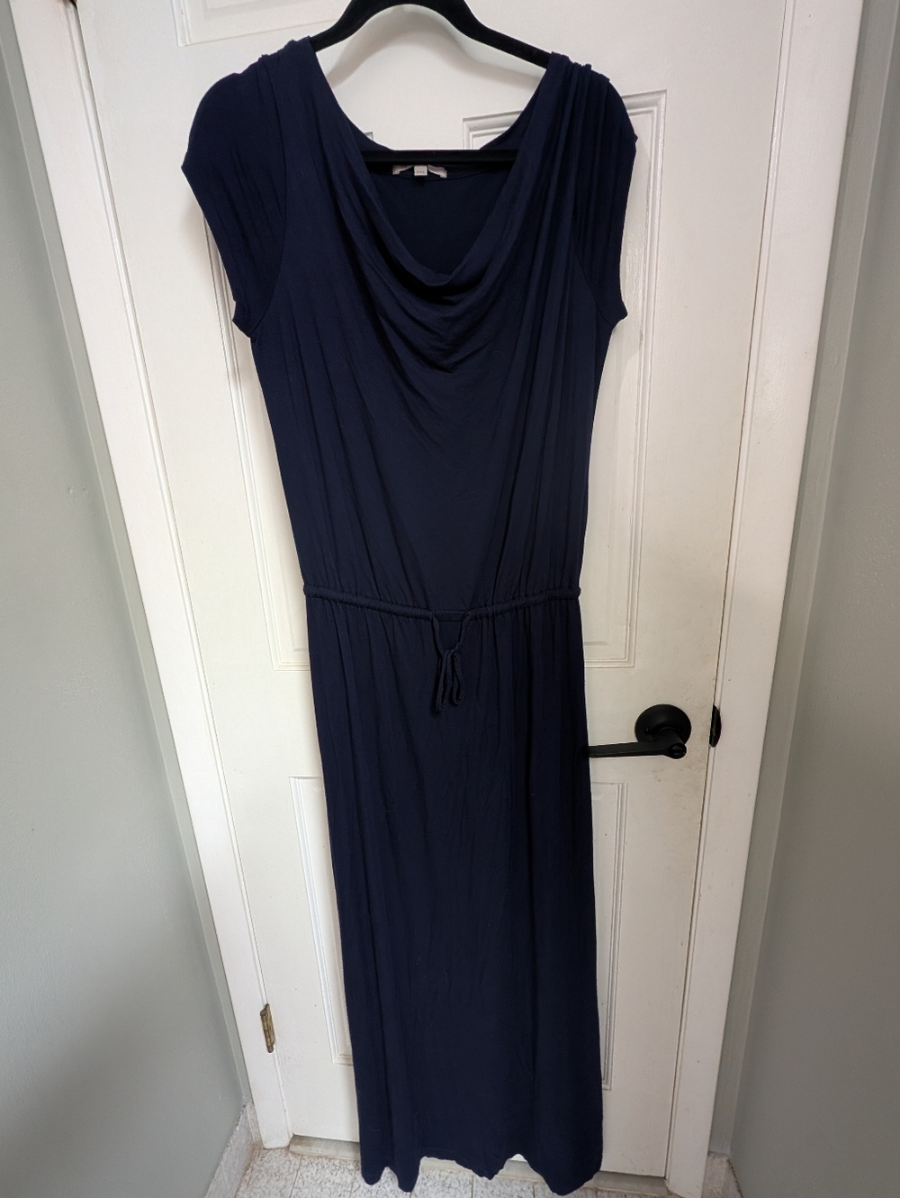 GAP Navy Cowl Neck Maxi Dress with Waist Tie